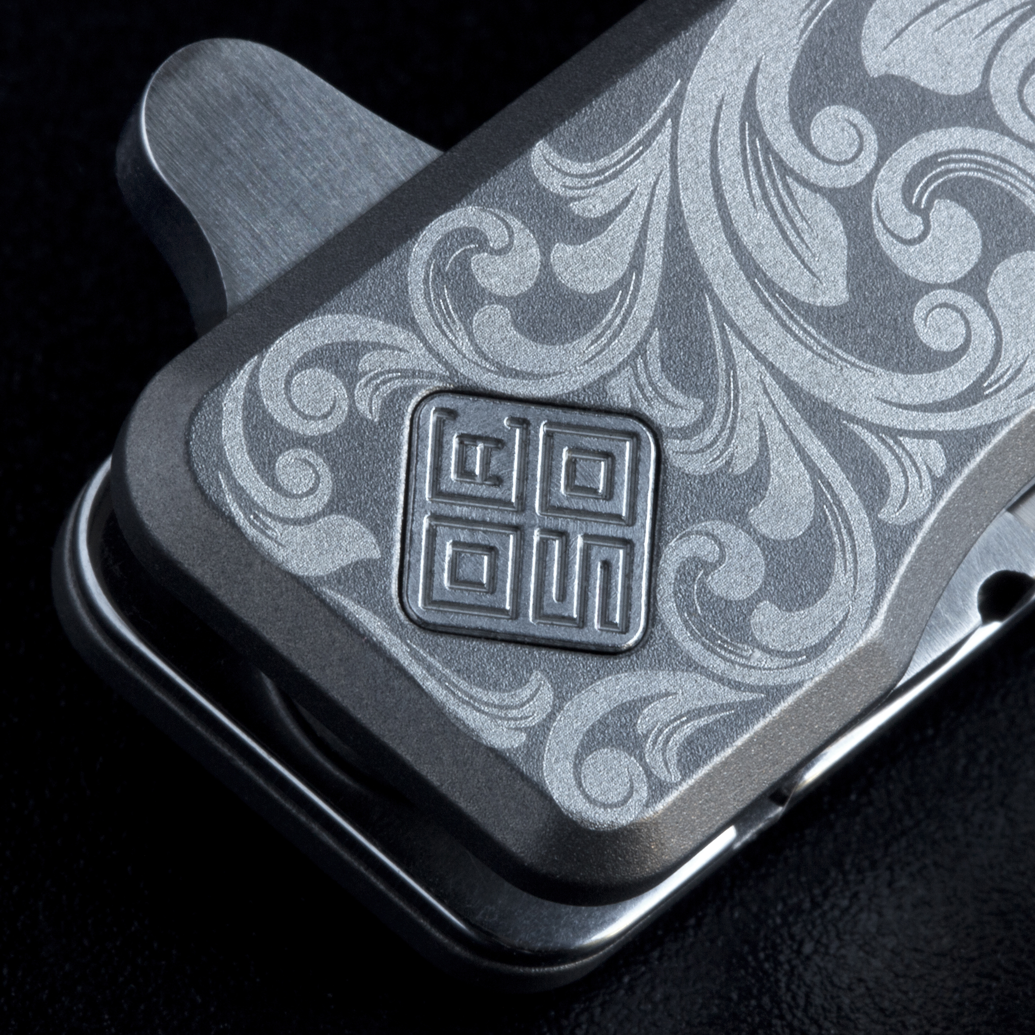 OCASO Solstice Titanium Engraved Scroll + Satin