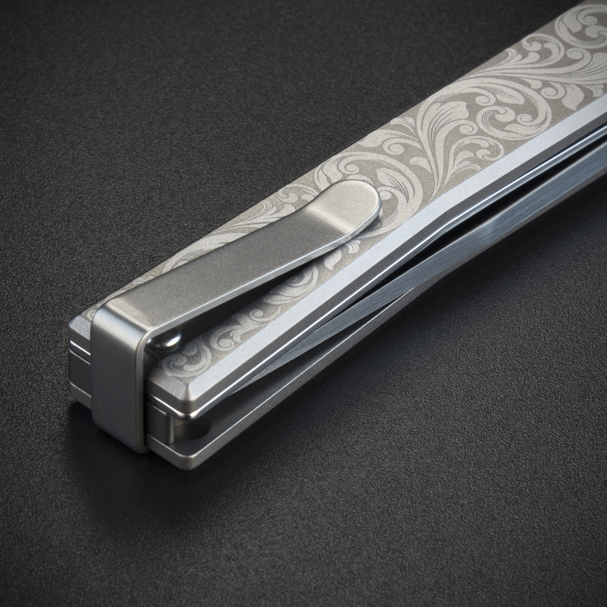OCASO Solstice Titanium Engraved Scroll + Satin
